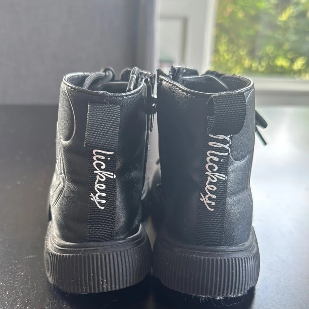 Zara Mickey Mouse Black Leather Boots